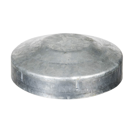 Galvanised circular post cap on white background steel supplies