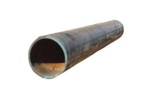 single steel pipe on white background steel supplies